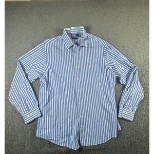 Polo Ralph Lauren Curham Custom Fit Blue White Striped Shirt Mens 17 34/35